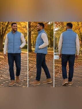 NWT Weatherproof Vintage Blue Puffer Vest XXL Quilted Zip Winter Jacket